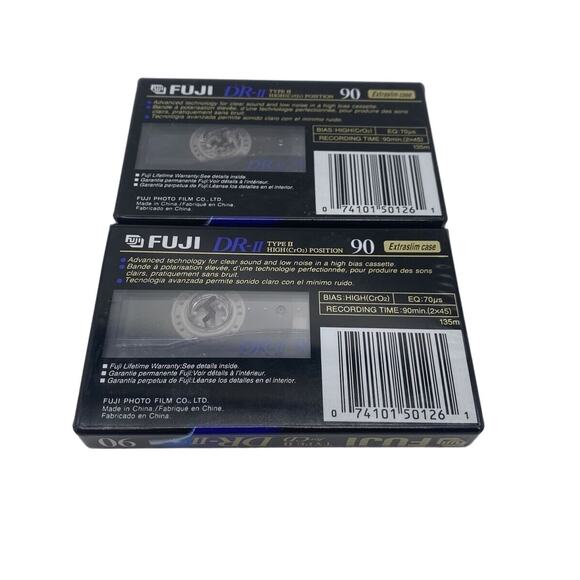 Lot of 2 - Fuji DR-II 90 Minute High Bias Audio Cassette Tapes, BN - Picture 2 of 2